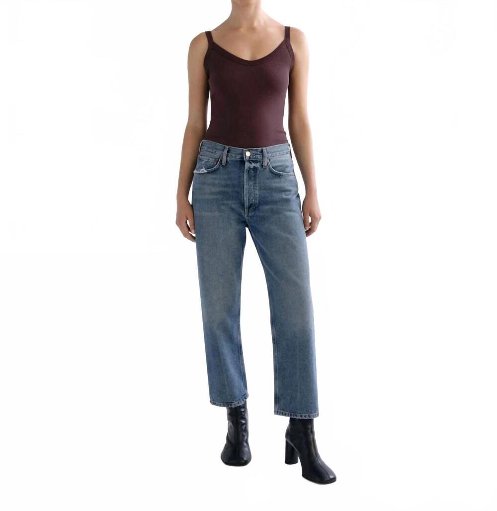 NEW AGOLDE 90's crop mid rise loose straight jeans in hooked